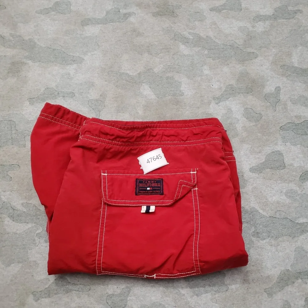 Vintage Tommy Hilfiger Trunks Shorts Mens‎ Medium Red Pocket Y2k